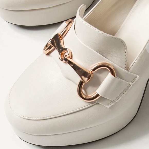 New Ivory Platform Chunky
High Heel Penny Loafers - Picture 2 of 4